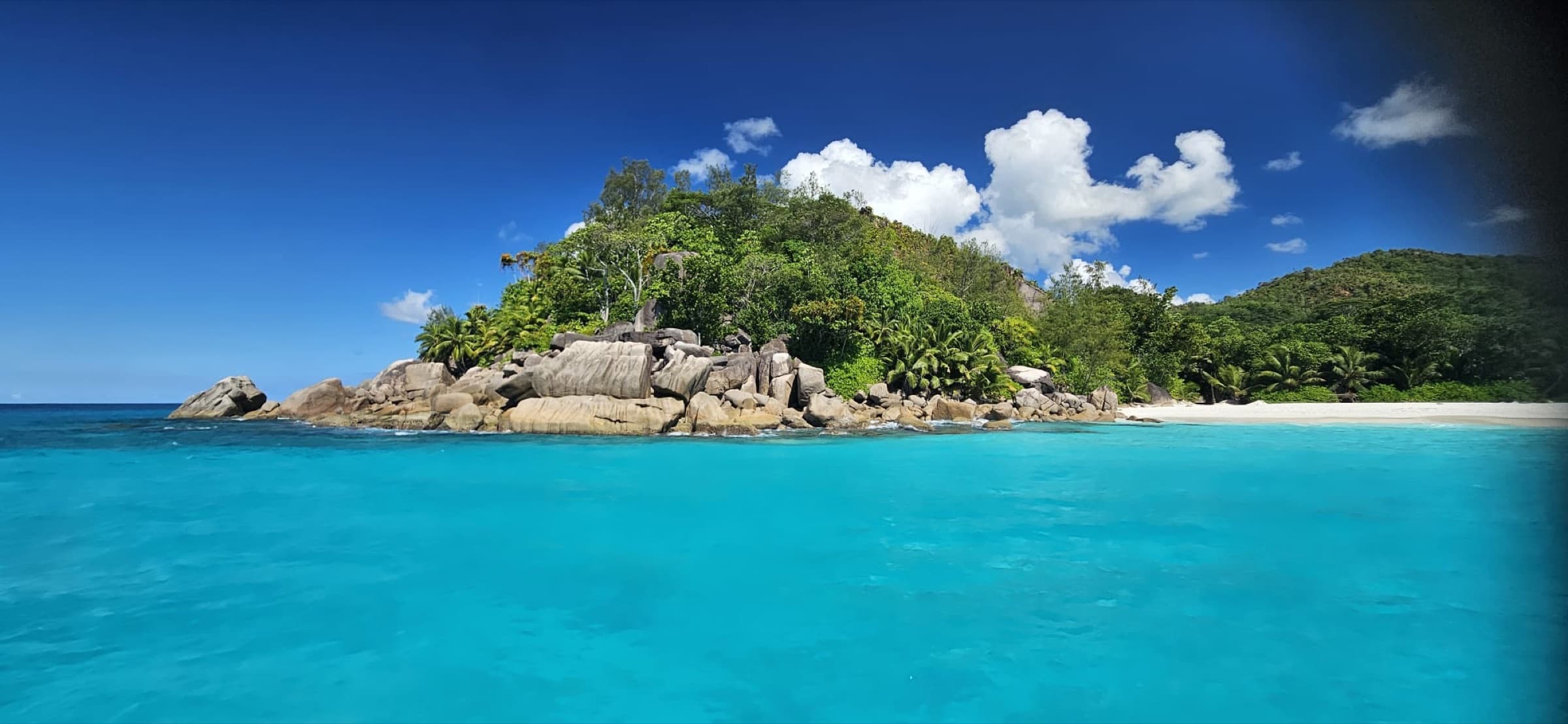 Seychelles granite island and turquoise lagoon